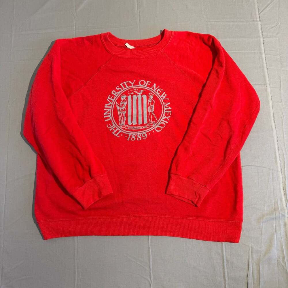 80s Vintage University of New Mexico Crewneck Sweatshirt Red Pullover